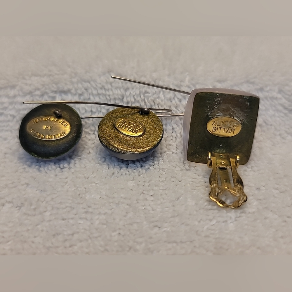 3 Vintage Alexis Bittar Handcrafted Earrings. Non Matching - Picture 2 of 5